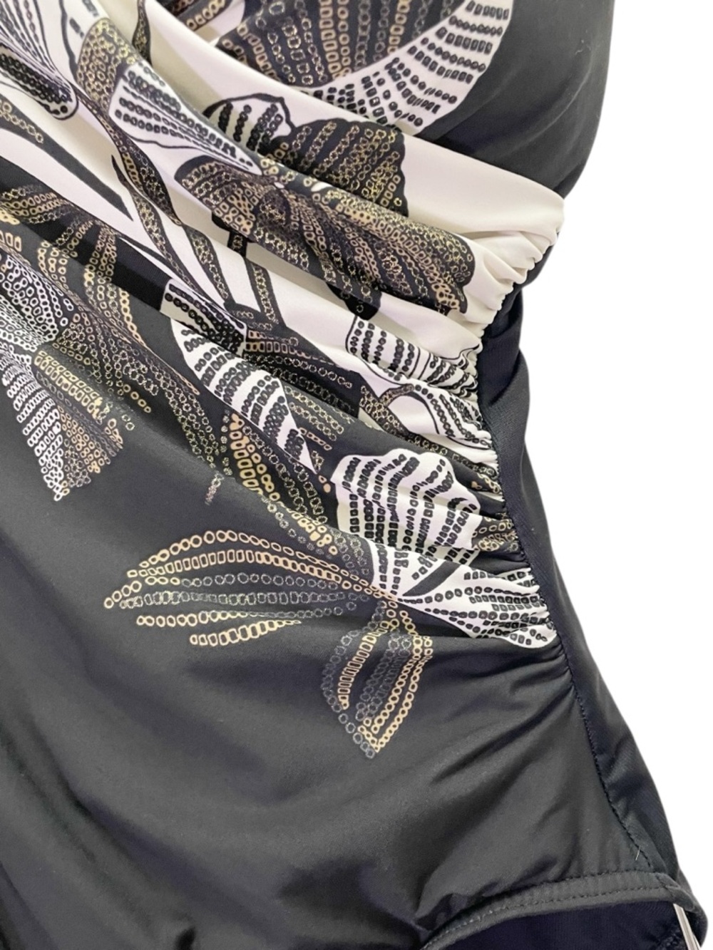 Miraclesuit Sanibel Swimsuit Sz 12 14 Black Gold Floral Tummy Control One Piece - Picture 6 of 11